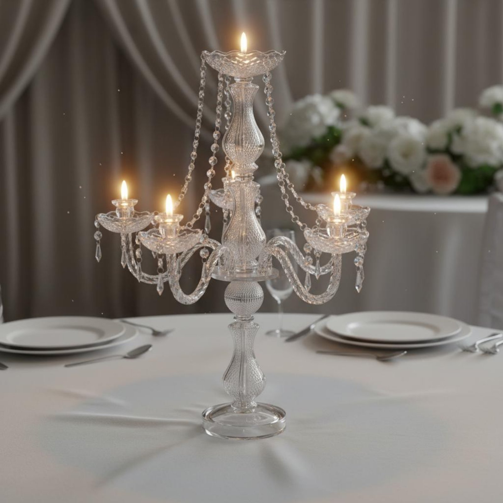 Candle Holder Supplies - Crystal Candelabra Elegant Wedding Candelabra Crystal