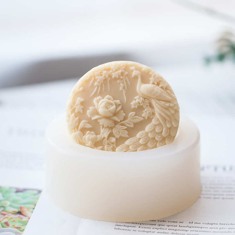 Candle Supplies Store - Peacock Flower Pattern Silicone Soap Mold
