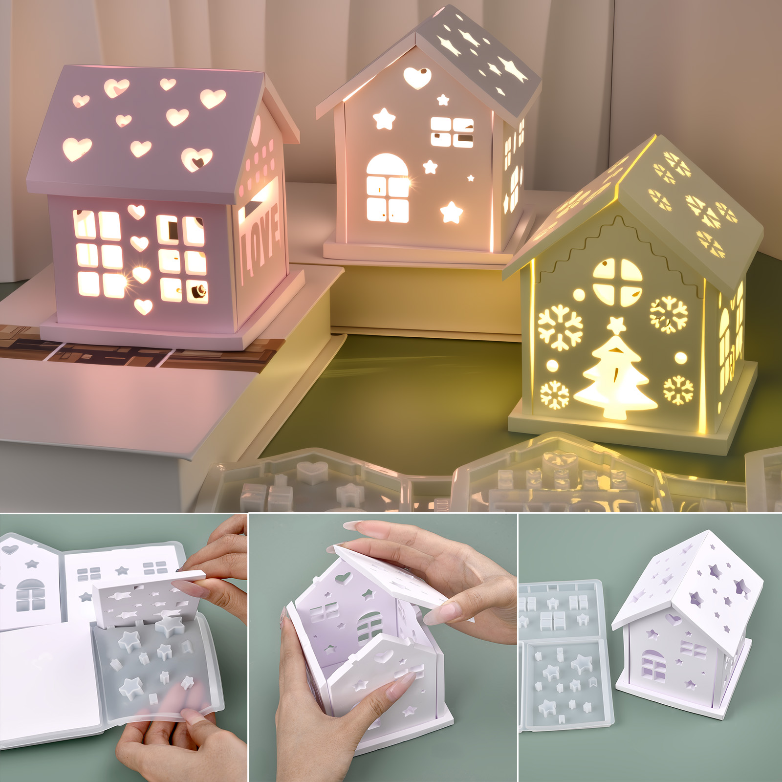 3D House Silicone Mold DIY Chr - Candle Holder Supplies ulasan dan harga