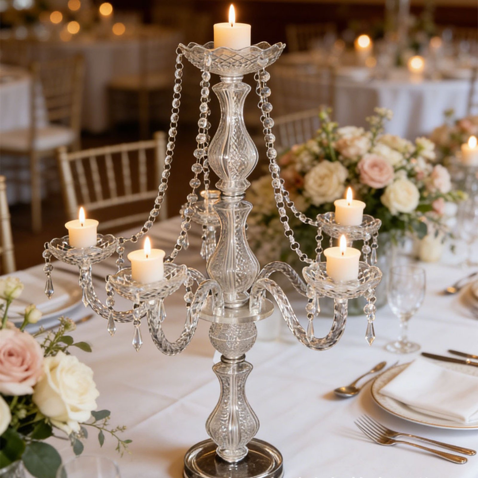 Crystal Candelabra Elegant Wed - Candle Holder Supplies ulasan dan harga