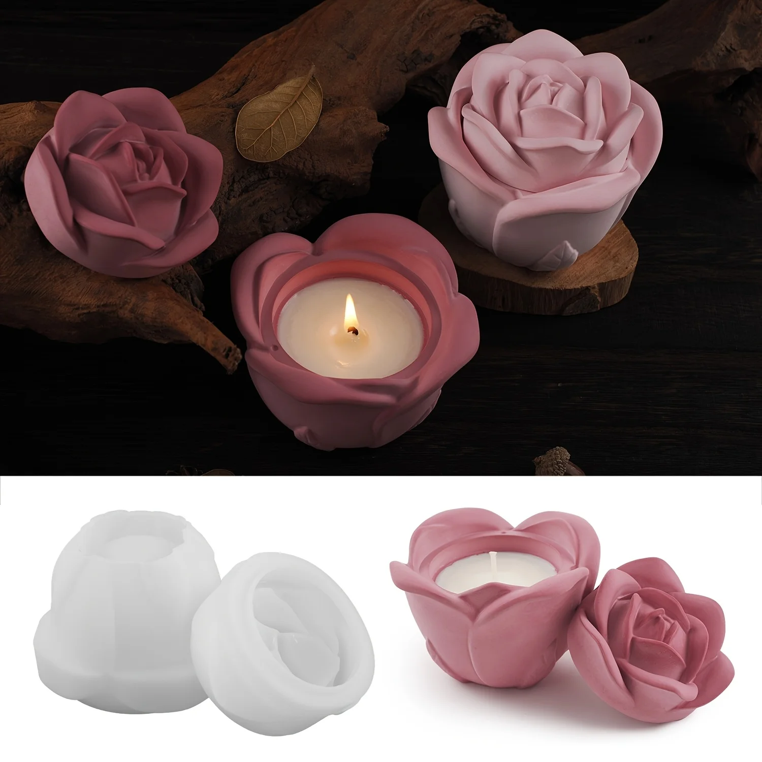 2-Piece Set Rose Shaped Silico - Candle Holder Supplies ulasan dan harga
