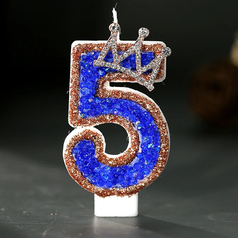 Blue Crown Sparkle Number Birt - Candle Supplies Luxury ulasan dan harga