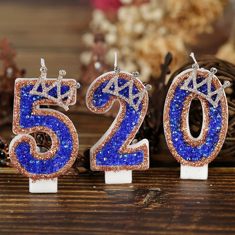 Blue Crown Sparkle Number Birt - Candle Supplies Luxury ulasan dan harga