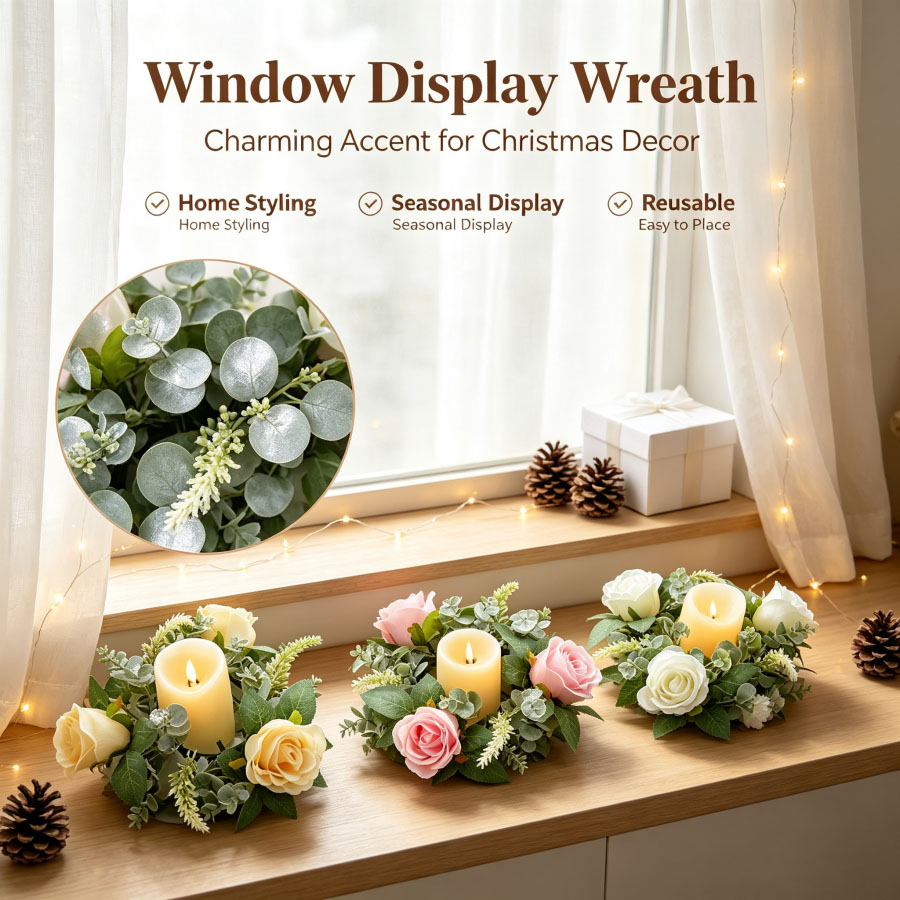 Artificial Rose Wreath Shaped  - Candle Holder Supplies ulasan dan harga